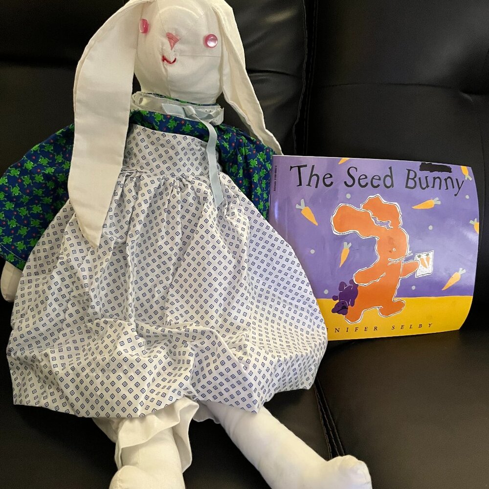22" hand-made EASTER BUNNY (with book)